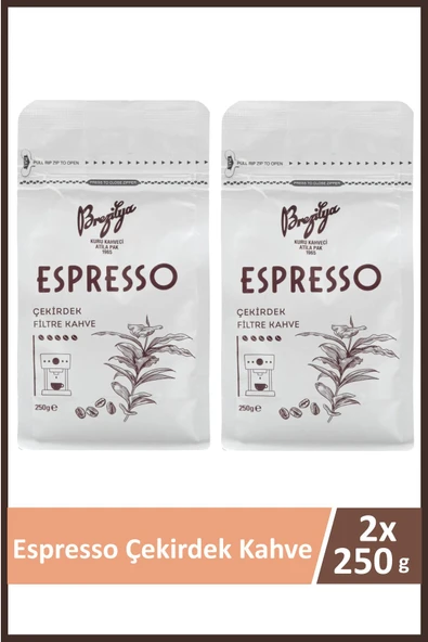 Brezilya Kuru Kahveci Atilla Pak Espresso Çekirdek Kahve 250 gr x 2 Adet ürün görseli 1