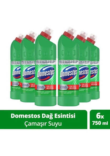 Domestos Yoğun Kıvamlı Çamaşır Suyu Dağ Esintisi Maksimum Hijyen 750 ml 6 Adet ürün görseli 1