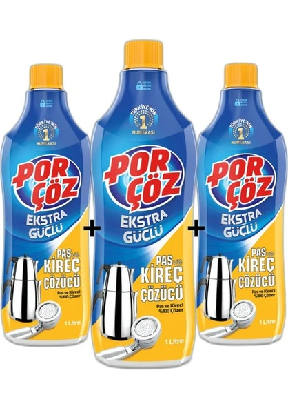 Porçöz Pas ve Kireç Çözücü 1lt x 3 Adet ürün görseli 1