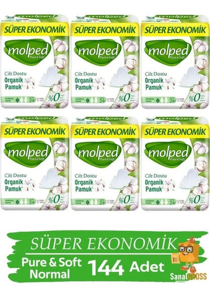 Molped Pure&Soft Hijyenik Ped Süper Ekonomik Normal 24 Lü 6 Adet ürün görseli 1