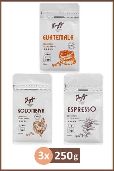 Brezilya Kuru Kahveci Atilla Pak Çekirdek Kahve 250 gr x 3 Adet (Kolombiya, Guatemala, Espresso) ürün görseli 1