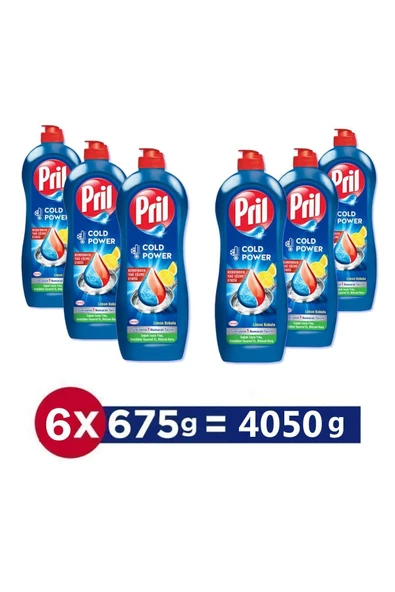 Pril Elde Yıkama Sıvı Bulaşık Deterjanı 6 X 675g Limon 5+ Etki, Kendinden Yağ Çözme Etkisi ürün görseli 1