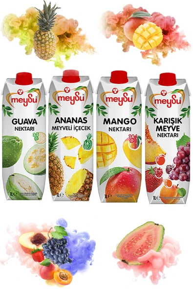 Meysu Meyve Nektarı 1 lt x 4 Adet (Guava, Ananas, Mango, Karışık Meyve) ürün görseli 1