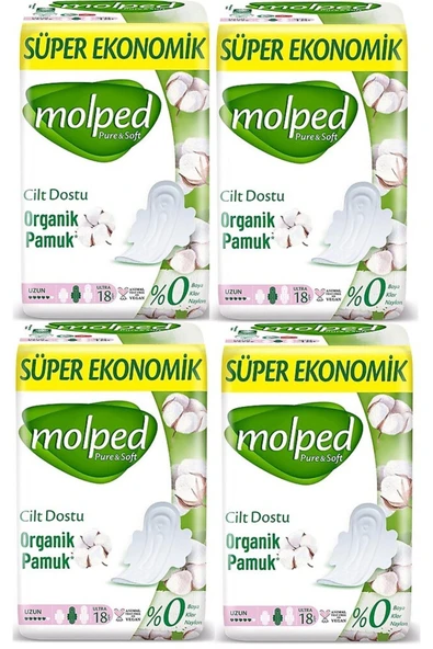 Molped Pure & Soft Uzun Süper Ekonomik Ped 18 Li X 4 Adet ürün görseli 1