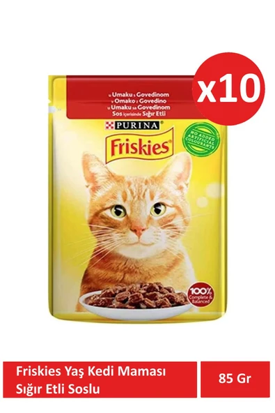 Friskies Sığır Etli Kedi Yaş Maması 85 gr x 10 Adet ürün görseli 1