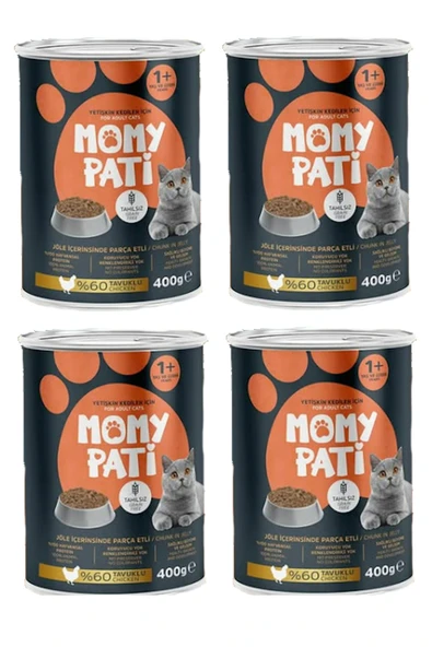 Momy Pati Tavuklu Konserve Kedi Maması 400 gr x 4 Adet (Yetişkin Kediler İçin) ürün görseli 1