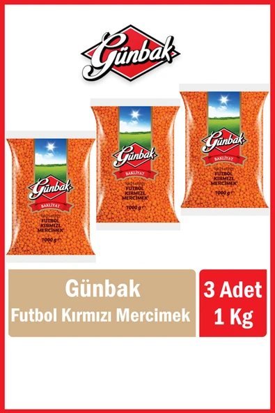Günbak Futbol Kırmızı Mercimek 1 Kg x 3 Adet ürün görseli 1