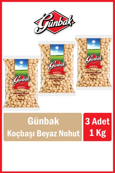 Günbak Koçbaşı Beyaz Nohut 1 Kg x 3 Adet ürün görseli 1