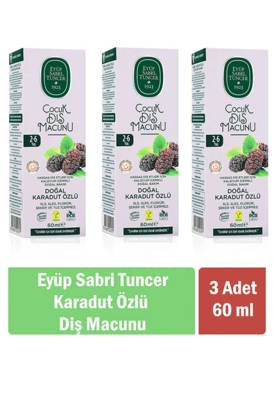 Eyüp Sabri Tuncer Doğal Karadut Özlü 2-6 Yaş Çocuk Diş Macunu 60 ml x 3 Adet ürün görseli 1