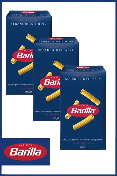 Barilla İnce Uzun (SEDANİ RİGATİ) Makarna 500 gr X 3 Adet ürün görseli 1