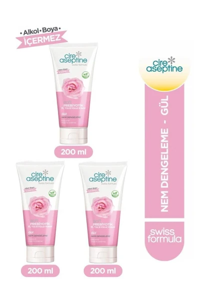 Cire Aseptine Soft Prebiyotik Gül El,Yüz ve Vücut Kremi 200 Ml 3 Adet ürün görseli 1