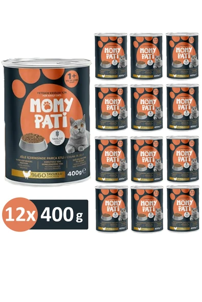 Momy Pati Tavuklu Konserve Kedi Maması 400 gr x 12 Adet (Yetişkin Kediler İçin) ürün görseli 1