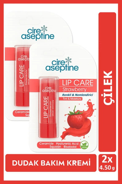 Cire Aseptine Lip Care Strawberry (Çilek) Renkli Dudak Nemlendirici 4,5 G x 2 Adet ürün görseli 1