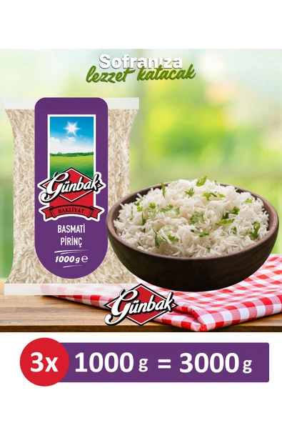 Günbak Basmati Pirinç 1 kg x 3 Adet ürün görseli 1