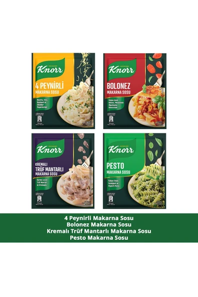 Knorr Makarna Sosu Truf Mantarlı + Pesto + Bolonez + 4 Peynirli ürün görseli 1
