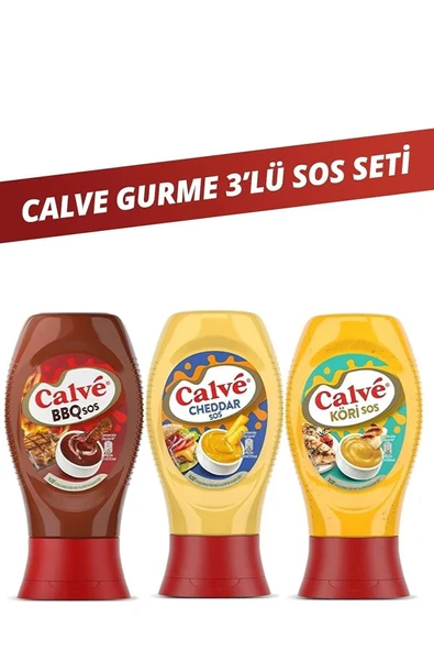 Calve Barbekü Sos 290gr& Cheddar Sos 240gr& Köri Sos 260gr ürün görseli 1