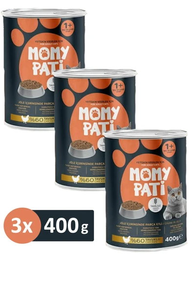 Momy Pati Tavuklu Konserve Kedi Maması 400 gr x 3 Adet (Yetişkin Kediler İçin) ürün görseli 1