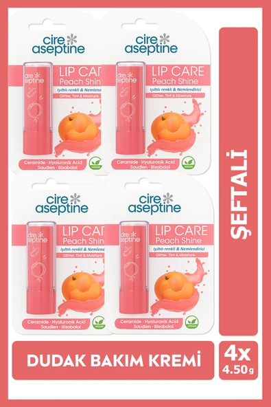 Cire Aseptine Lip Care Peach (Şeftali) Renkli Dudak Nemlendirici 4,5 G x 4 Adet ürün görseli 1