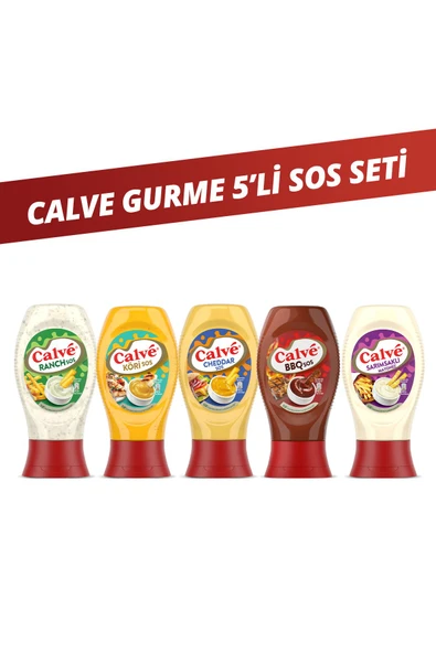 Calve Ranch Sos 245gr & Barbekü Sos 290gr & Cheddar Sos 240gr & Köri Sos 260gr & Sarımsaklı Mayonez ürün görseli 1