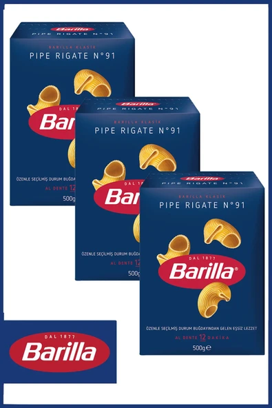 Barilla Mantı Makarna (PİPE RİGATE) 500 gr X 3 Adet ürün görseli 1