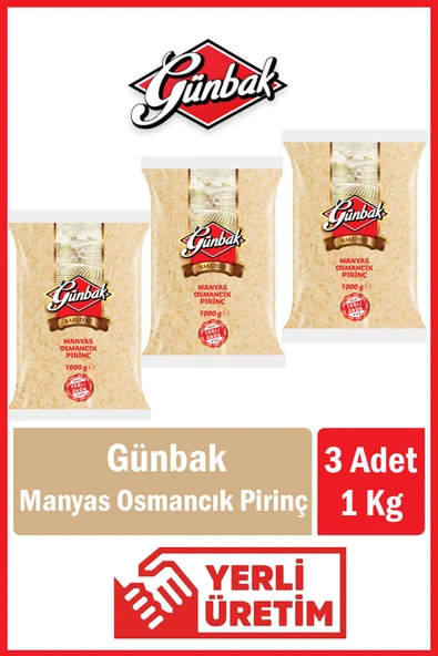 Günbak Manyas Osmancık Pirinç 1 Kg x 3 Adet (Yerli Üretim) ürün görseli 1