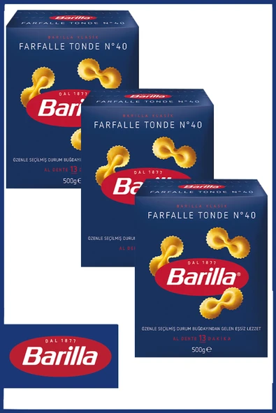 Barilla Farfall Tonde Fiyonk Makarna 500 gr x 3 Adet ürün görseli 1