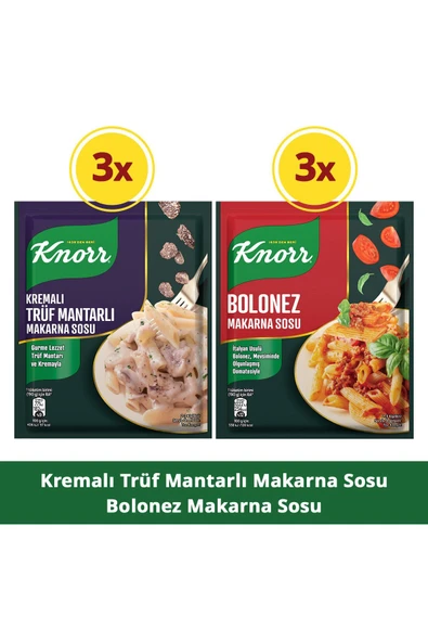 Knorr Trüf Mantarlı Makarna Sosu 52g x3 + Bolonez Makarna Sosu 45g x3 ürün görseli 1