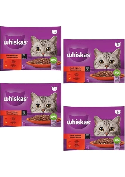 Whiskas Pouch Sos Içinde Sığırlı ve Tavuklu Yetişkin Kedi Konservesi 85 gr 4'lü x 4 Adet ürün görseli 1