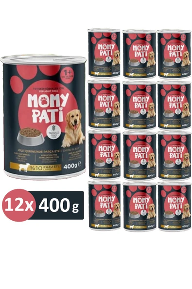 Momy Pati Etli Konserve Köpek Maması 400 gr x 12 Adet (Yetişkin Köpekler İçin) ürün görseli 1