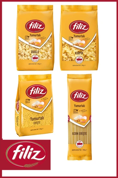 Filiz Yumurtalı Makarna Seti 350 gr X 4 Adet (ERİŞTE, BUKLE, KIRPIK, UZUN ERİŞTE) ürün görseli 1