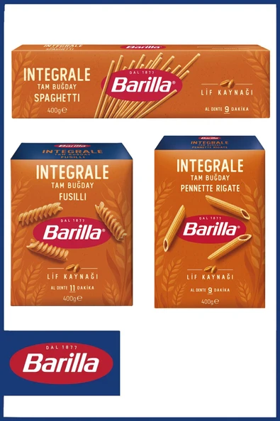 Barilla Tam Buğday Makarna Sepeti 400 gr x 3 Adet (Kalem, Spagetti, Burgu) ürün görseli 1
