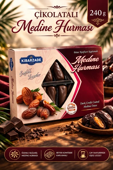 Kibarzade Çikolata Kaplamalı Medine Hurması 240 gr ürün görseli 1