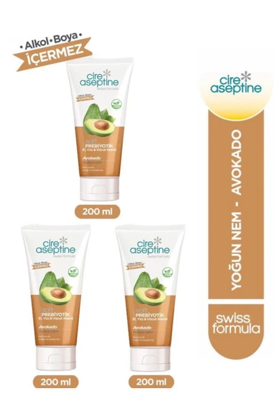 Cire Aseptine Soft Prebiyotik Avokado El,Yüz ve Vücut Kremi 200 Ml 3 Adet ürün görseli 1