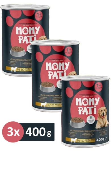 Momy Pati Etli Konserve Köpek Maması 400 gr x 3 Adet (Yetişkin Köpekler İçin) ürün görseli 1