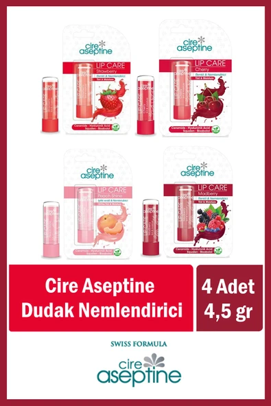 CIRE ASEPTINE Lip Care Renkli Dudak Nemlendirici 4,5 G x 4 Adet ürün görseli 1