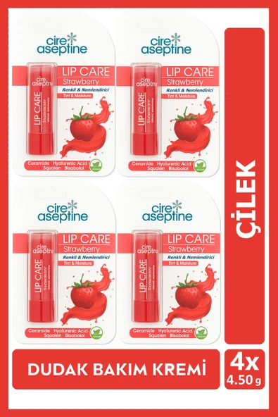 Cire Aseptine Lip Care Strawberry (Çilek) Renkli Dudak Nemlendirici 4,5 G x 4 Adet ürün görseli 1