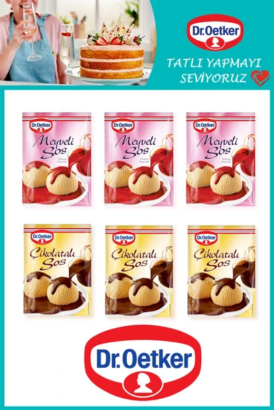 Dr. Oetker Meyveli Tatlı Sos 77 gr x 3 Adet + Çikolatalı Tatlı Sos 123 gr x 3 Adet ürün görseli 1