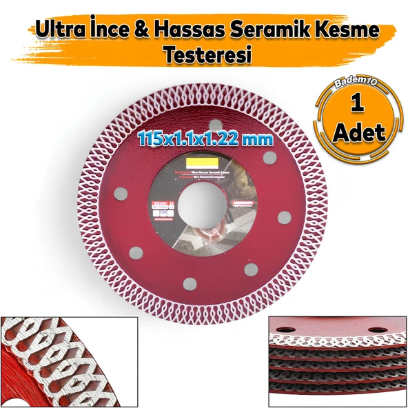 115 mm Ultra İnce Hassas Elmas Seramik Mermer Porselen Fayans Granit Sulu Kuru Kesim Kesme Disk ürün görseli 1