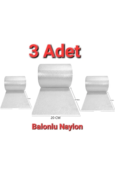 3 Adet Balonlu Ambalaj Naylonu Pat Pat Havalı Naylon Balonlu Naylon 20 Cm X 10 Metre Pıtpıt Patpat ürün görseli 1