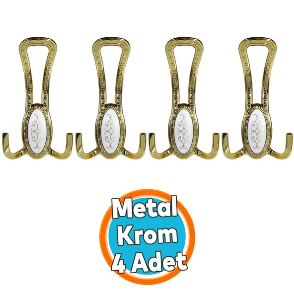 Metal Portmanto Vestiyer Duvar Dolap Elbise Mobilya Kapı Askısı Askılığı Askılık Gold Altın (4 Adet) ürün görseli 1