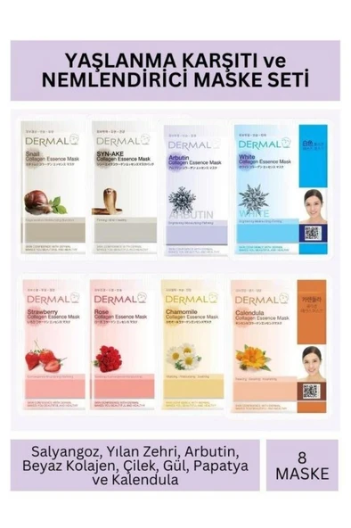 Yaşlanma Karşıtı ve Nemlendirici Kolajen Maske Seti 23gr x 8Adet ürün görseli 1
