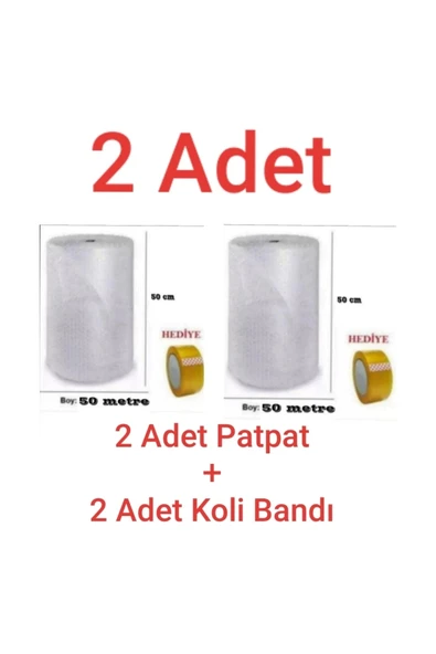 2 Adet Balonlu Naylon 50cmx50m + 2 Adet Koli Bandı Ambalaj Naylonu Patpat Pıtpıt Havalı Naylon ürün görseli 1