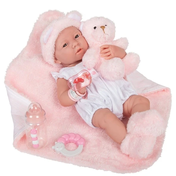 Berenguer Gerçekçi Yenidoğan Oyuncak Kız Bebek 39 cm ve Pembe Ayı ürün görseli 1