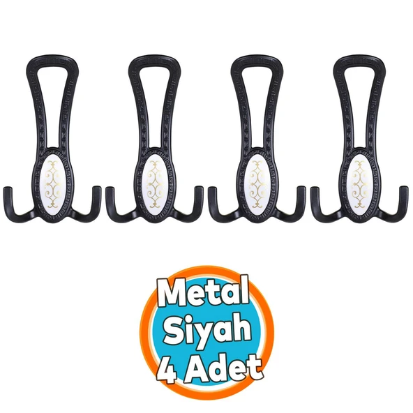 Metal Portmanto Vestiyer Duvar Dolap Elbise Mobilya Kapı Askısı Askılığı Askılık Mat Siyah 4 Adet ürün görseli 1