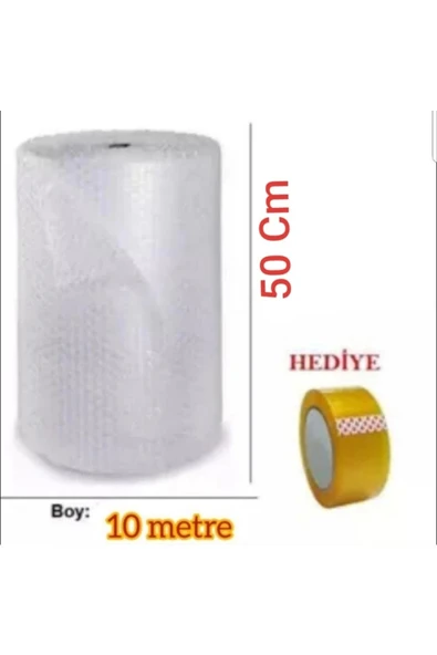 Balonlu Ambalaj Naylonu Pat Pat 50 Cm X 10 Metre 40 gr Baloncuklu Havalı Pıtpıt (KOLİ BANDI HEDİYE) ürün görseli 1