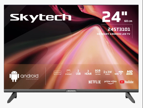 Skytech 24ST3101 HD 24" 61 Smart Led TV Çerçevesiz Ekran (12 WOLT) ürün görseli 1