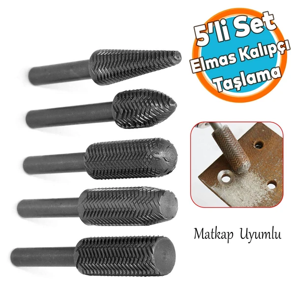 5 Parça Freze Uç Törpü Uç Kalıpçı Taşlama Seti Metal Demir Oyma Zımparalama Ucu Matkap Uyumlu ürün görseli 1