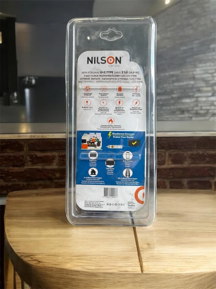 NILSON akım korumalı u+c type şarjlı 3 lü priz - Resim 3