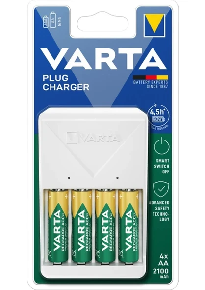 Varta 57657 Plug Pil Şarj Cihazı + 2100 mAh 4'lü AA Kalem Şarjlı Pil ürün görseli 1