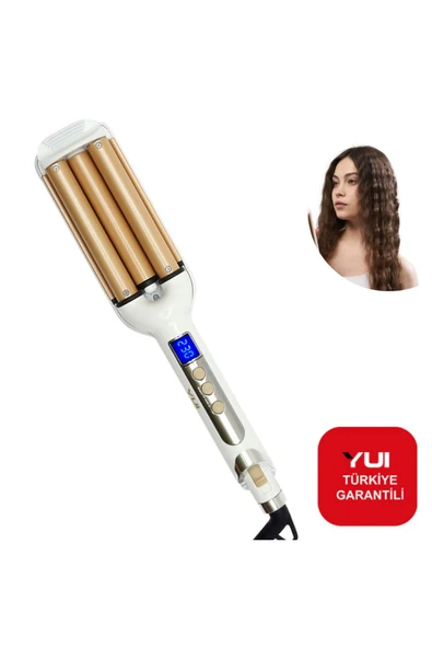 YUI Led Göstergeli Seramik Su Dalgası(WAG) Saç Maşası Beyaz ürün görseli 1